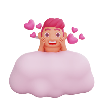 3D illustration of Valentine Cupid character relaxing on a cloud png