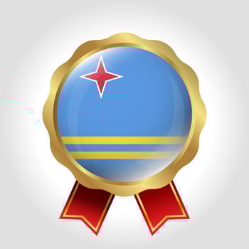 Creative Aruba Flag Label Vector Design