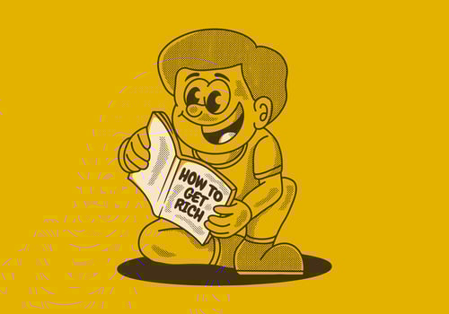 Vintage illustration of a boy reading a book vector