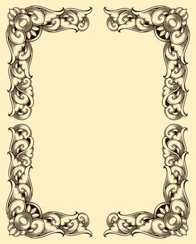 Classic style frame design with exquisite engraving and luxury line art vector