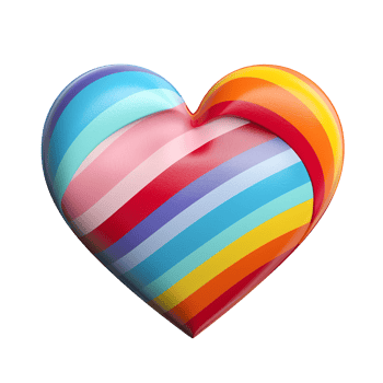 AI generated A heart relief with colorful stripes png isolated on transparent background