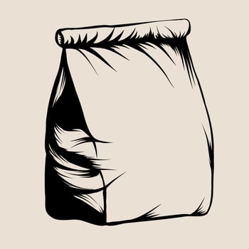 Burlap sack bag in an etched or engraved woodcut vintage retro style. Vector illustration of seasoning bag or paper bag isolated on background