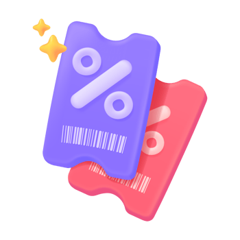 Special 3D discount tickets. Flash sale promotional offers. 3D Illustration. png
