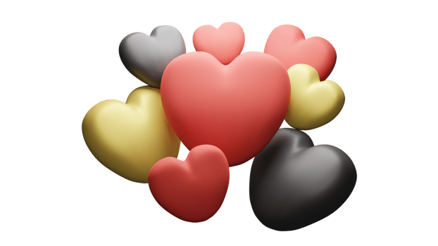 3d rendered hearts illustration on an isolated background. Suitable for valentine png