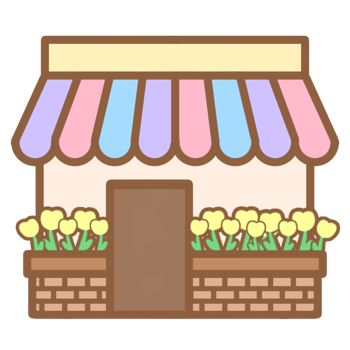 a cartoon store with a colorful awning png