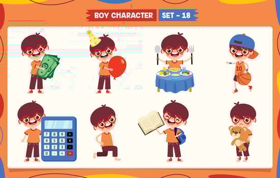 Cartoon Boy Doing Various Activities vector