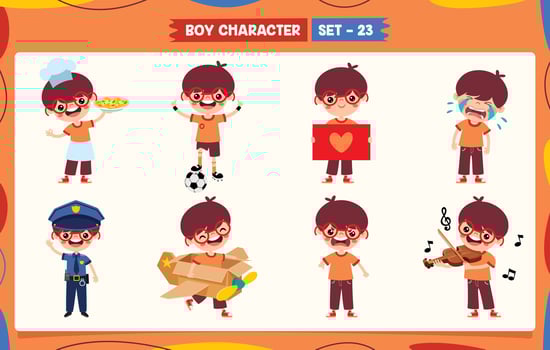 Cartoon Boy Doing Various Activities vector