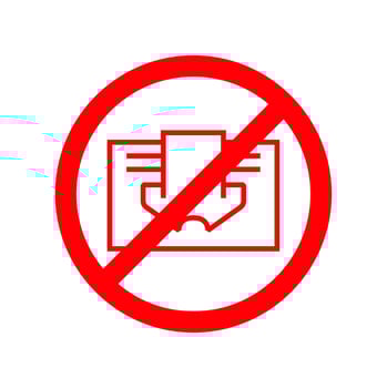 Do not cover sign. Prohibition symbol image. Red vector illustration isolated on white. Warning label.