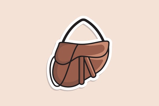 Women Evening Party bag or purse sticker design vector illustration. Beauty fashion objects icon concept. Girls fashion purse sticker design icon logo isolated on blue background.