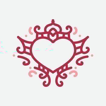 Vector Heart shape frame with vintage style on white background