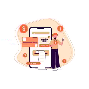Digital Payment Flat Line Design vector