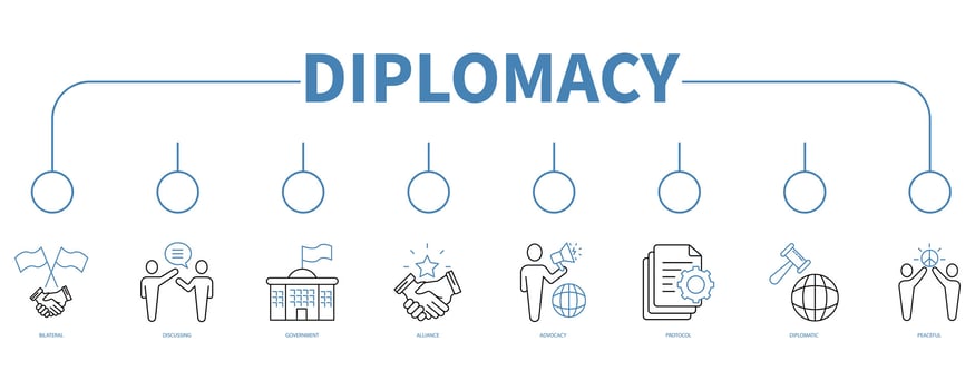 Diplomacy banner web icon vector illustration concept