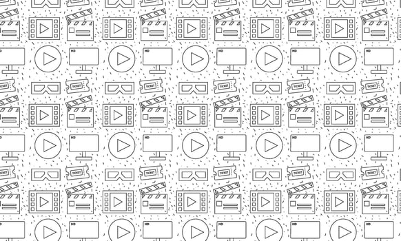Cinema, film movie watching. Vintage seamless pattern background for your design vector