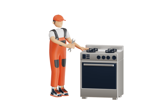technician repairing gas stove 3d illustration png
