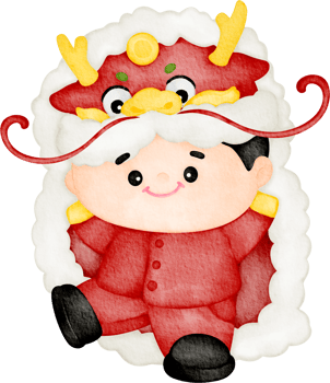 watercolor chinese lion dance png