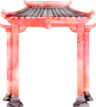 chinese gate watecolor chinese new year png