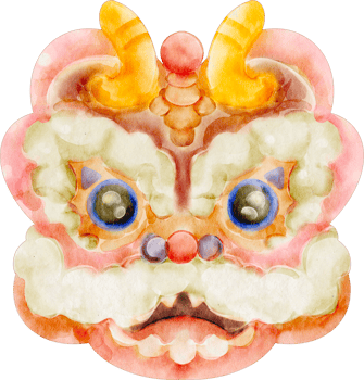 watercolor chinese lion dance png