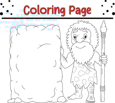 caveman coloring page for kids vector