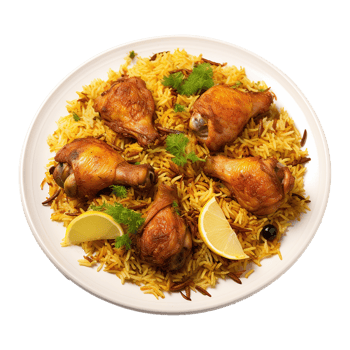 AI generated A plate of chicken biryani with chicken and spices on transparent background png