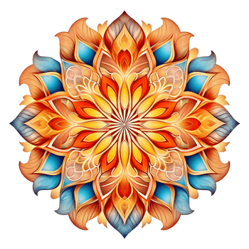 AI generated Mandala fractal design element with flower pattern isolated on transparent background png