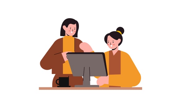 Office worker having discussion with colleague illustration vector