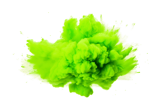 AI generated Neon Green Powder Explosion on a transparent background. png