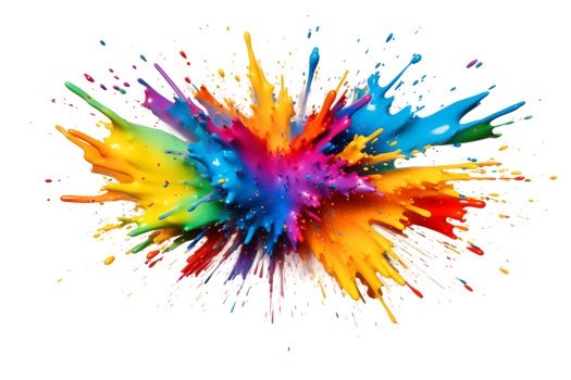 AI generated Rainbow Paint Explosion on a transparent background. png