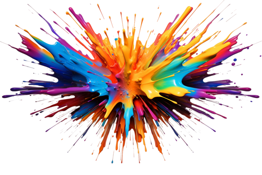AI generated Rainbow Paint Explosion on a transparent background. png