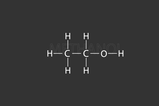 Methanol molecular skeletal chemical formula vector
