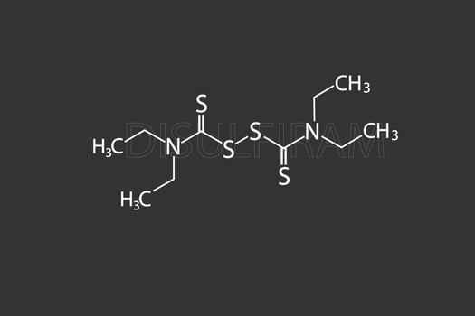 Disulfiram molecular skeletal chemical formula vector