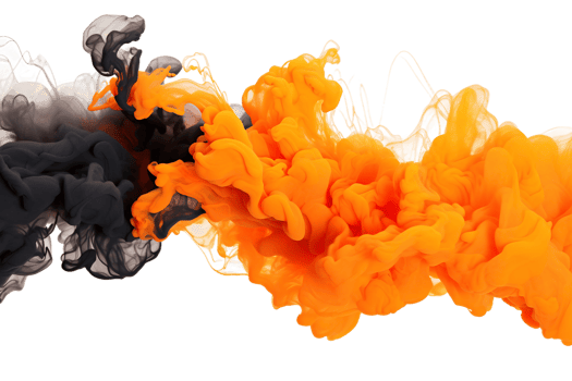 AI generated Black and Orange Mix Cloud on transparent background. png