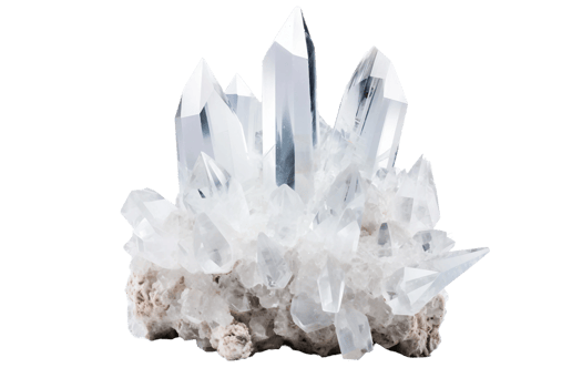 AI generated Prismatic Quartz Crystal Formation on transparent background. png