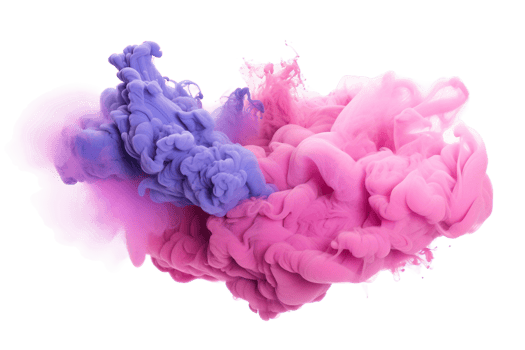 AI generated Pink and Violet Smoke Cloud on transparent background. png