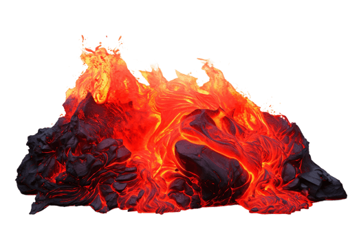AI generated Volcanic Lava on transparent background. png