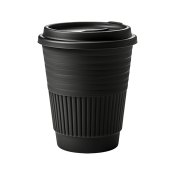 AI generated Black cup made of collapsible reusable plastic isolated on transparent background png