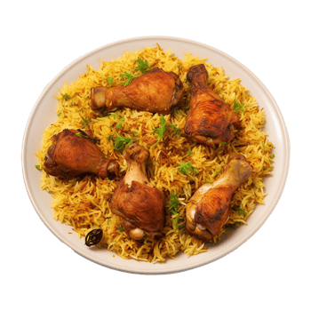 AI generated A plate of chicken biryani with chicken and spices on transparent background png