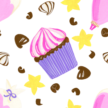 Seamless Pattern candy buttercream cupcake birthday party png