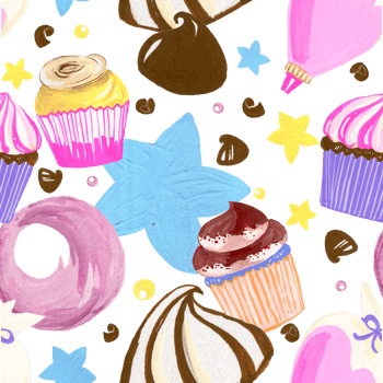 Seamless Pattern candy buttercream cupcake birthday party png