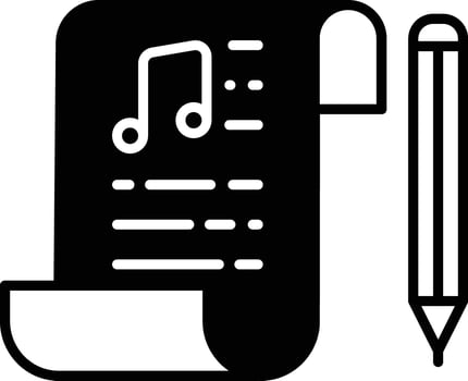 Music note pad solid glyph vector illustration