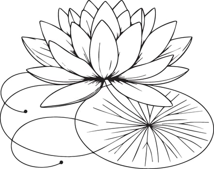 Flower coloring page and books, monochrome vector sketch, waterlily sketch, waterlilu vector, floral background with lotus natural leaf collection, illustration pencil art flower, bellflowe drawing