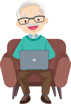 elderly man or grandfather in actions character png