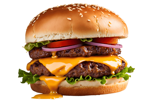 AI generated fast food fresh delicious burger, high quality isolated transparent background png