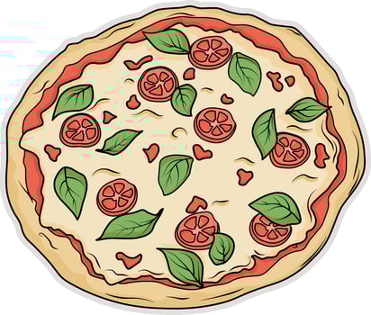 pizza with tomato and cheese vector