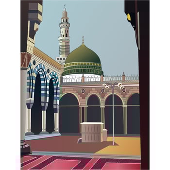 Vector Illustration of Masjid Nabawi in madina