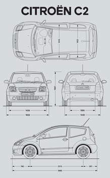 2006 Citroen C2 car blueprint vector