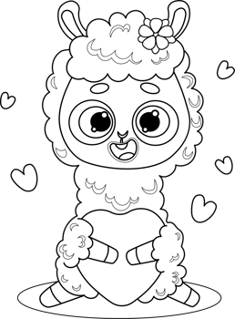 Llama Alpaca  with heart drawing png