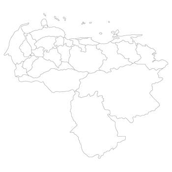 Venezuela map. Map of Venezuela in administrative provinces in white color png