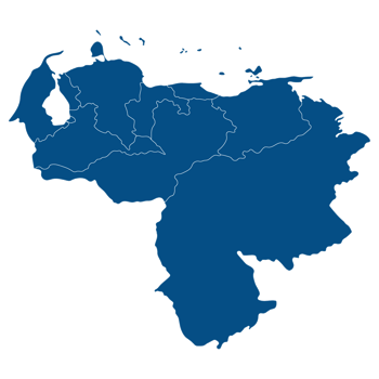 Venezuela map. Map of Venezuela in mains regions in blue color png
