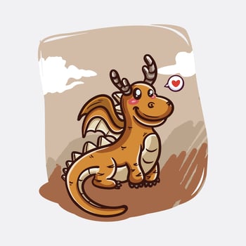 Cute young dragon cartoon vector icon