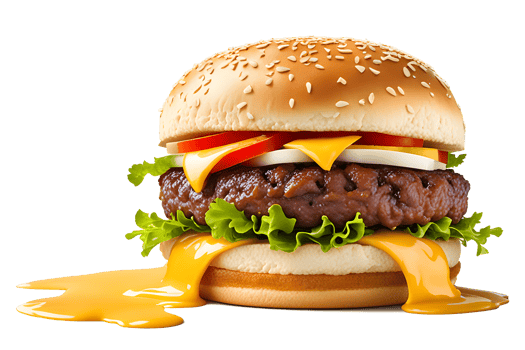 AI generated fast food fresh delicious burger, high quality isolated transparent background png